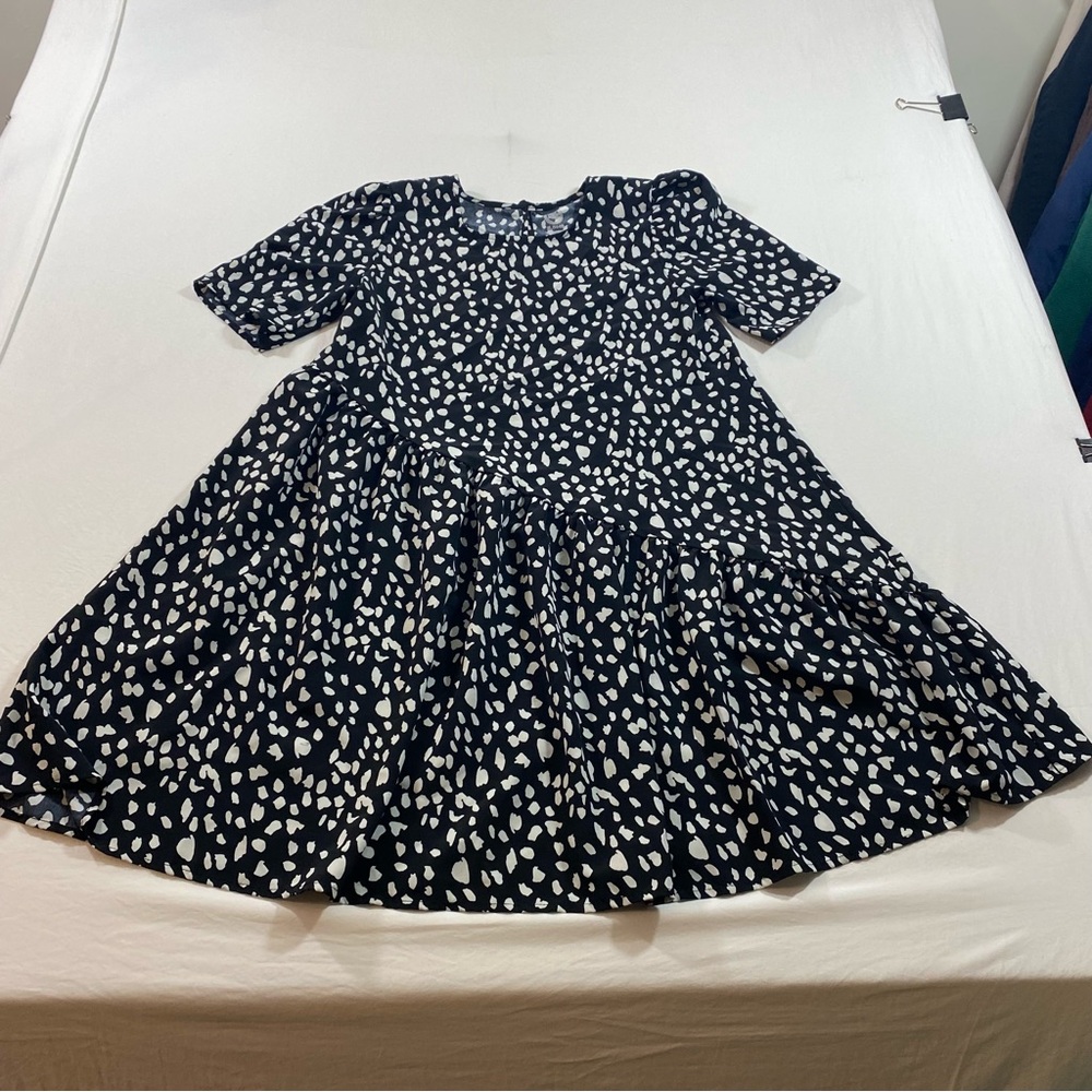 Wonder Nation Dress X-Large Aline Full pleated  Short Sleeve floral blue Dress